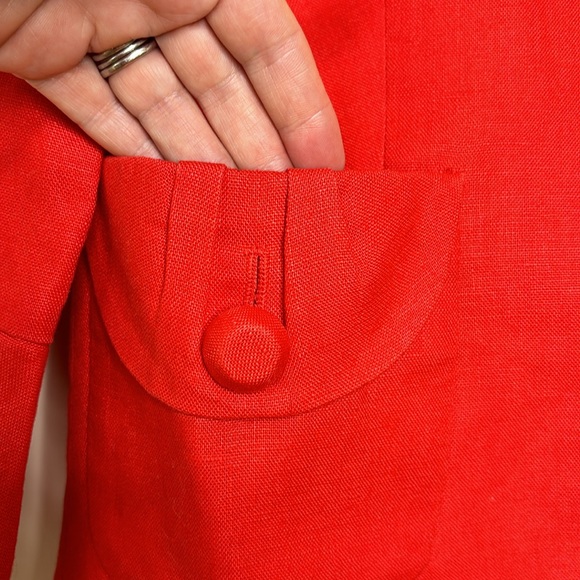 J.Crew | Red Linen Tulip Blazer Jacket; Size 0 - Picture 5 of 13